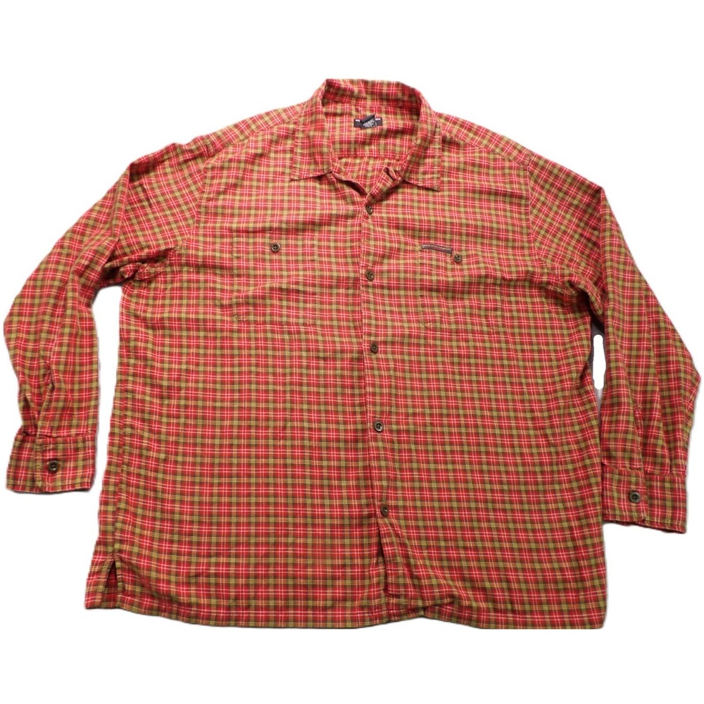 Ralph Lauren Jeans Co Shirt Men L Red Green Plaid Cotton Button Down Western Y2K